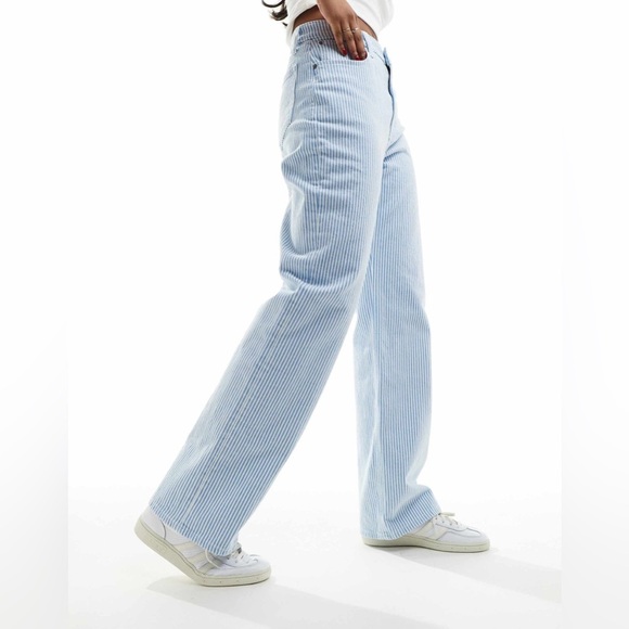 Abercrombie Blue Stripe High Rise 90s Relaxed Jean size 24s / 00s - Picture 1 of 12